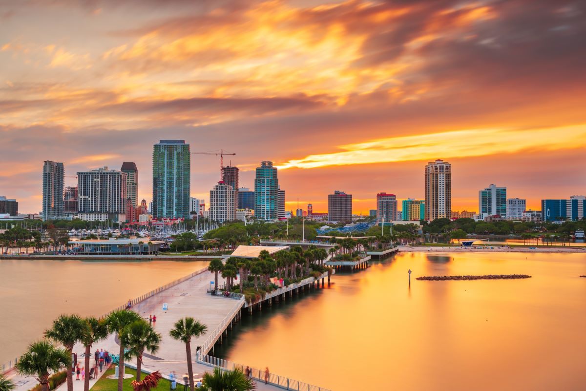 St. Petersburg waterfront at golden hour